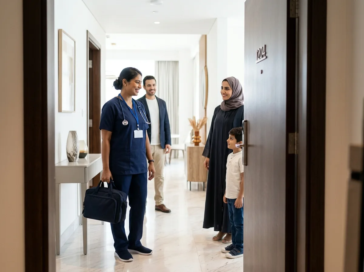 DHA-licensed Medilife nurse arriving for home vaccination