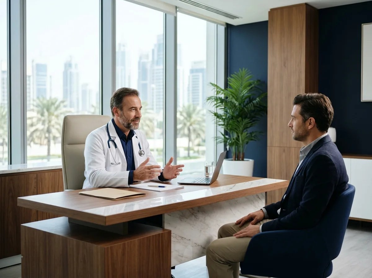 Doctor discussing STD test results in a private follow-up