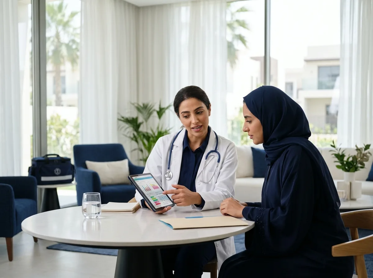Doctor explaining female hormone profile results