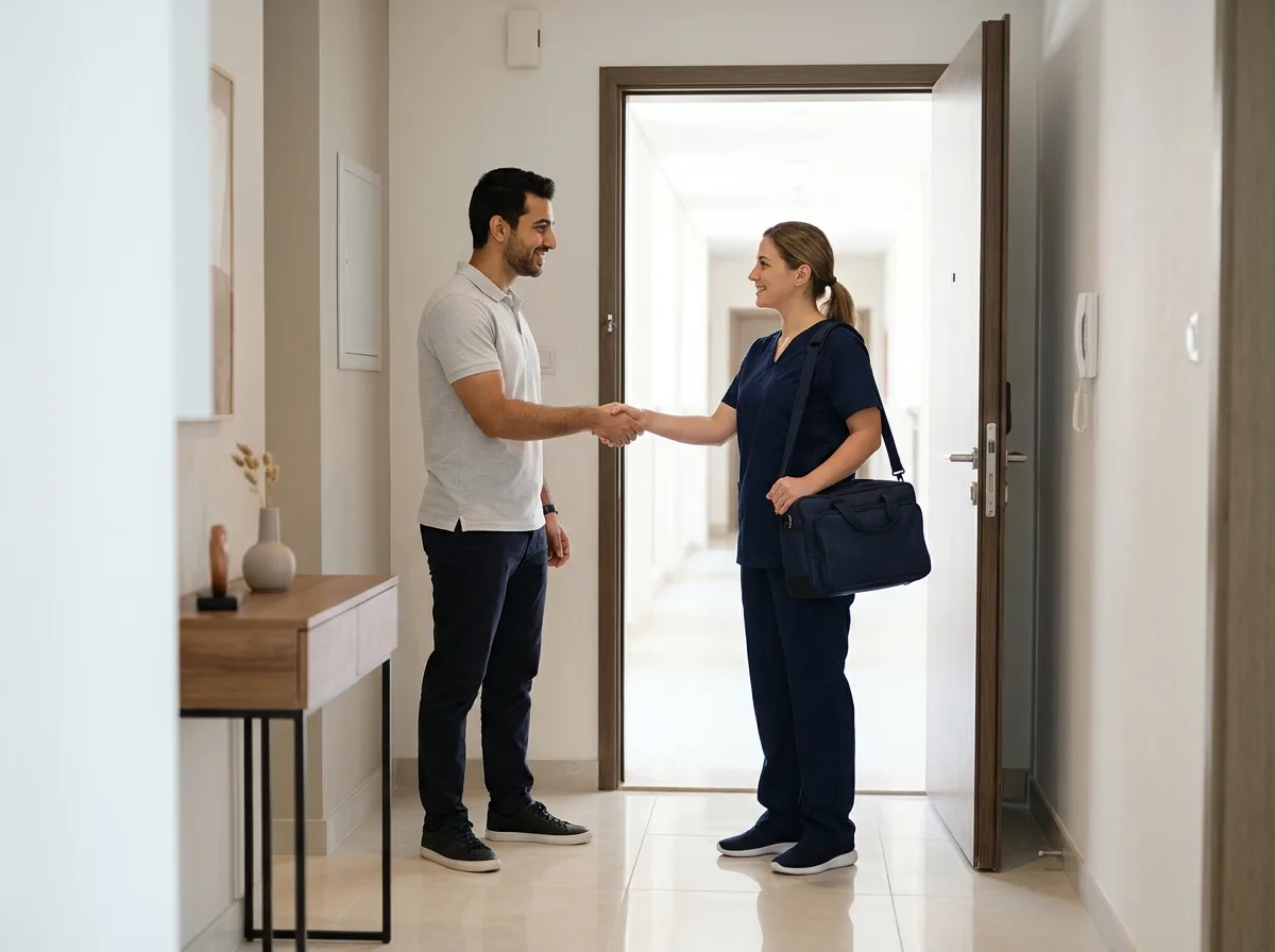 Patient thanking a Medilife nurse after a home test