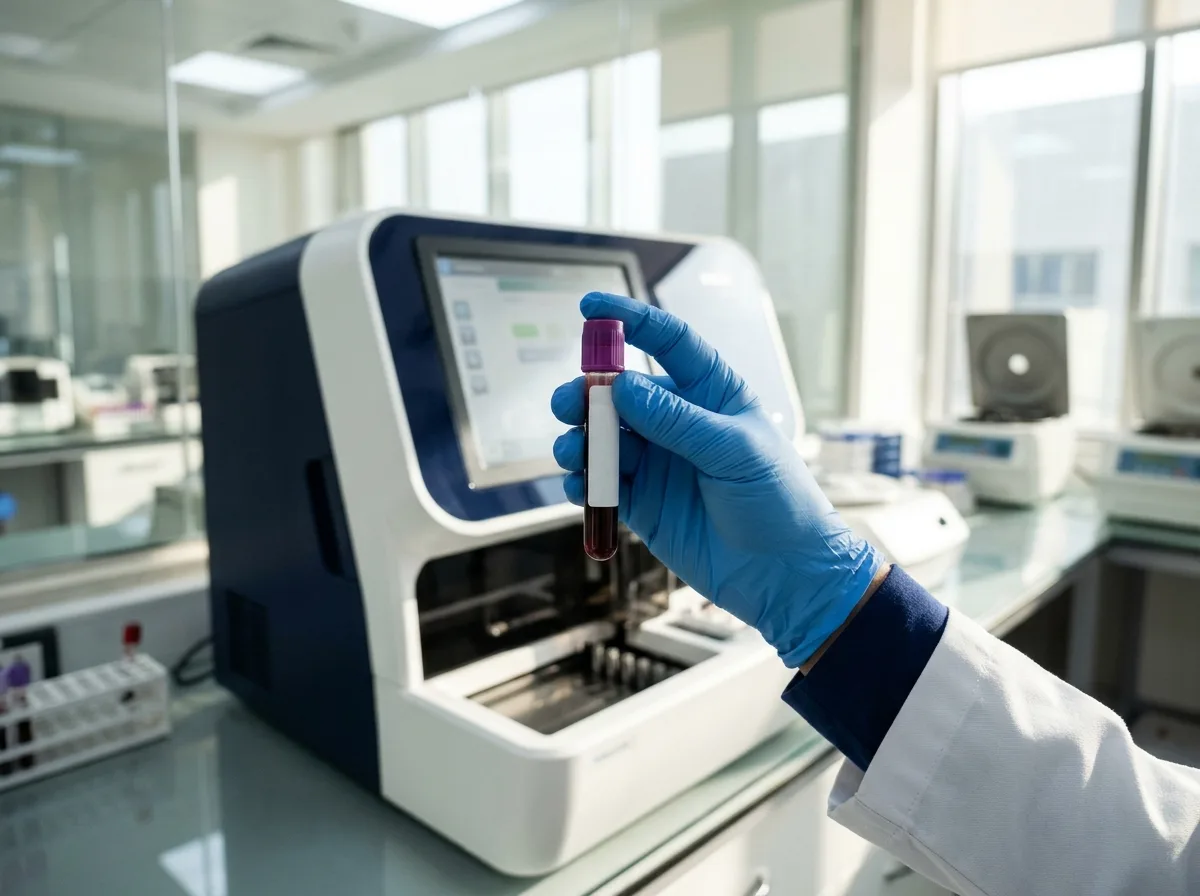 Laboratory measuring progesterone in a blood sample